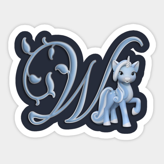 Monogram W Custom Unicorn Sticker by AlondraHanley